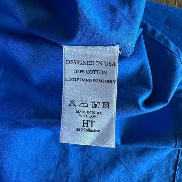 HT360 COLLECTIVE Smocked Waist Tiered Cotton Miniskirt In Cobalt Blue - Picture 7 of 9